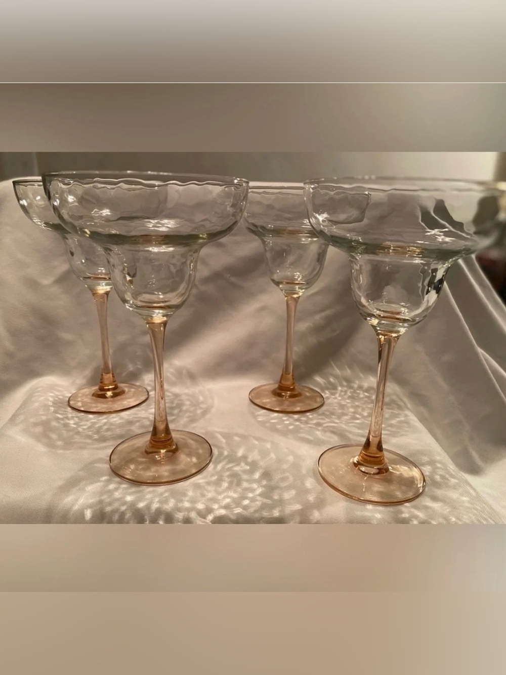 Pink Stemmed Bottom Margarita Glasses Gorgeous Set of 4